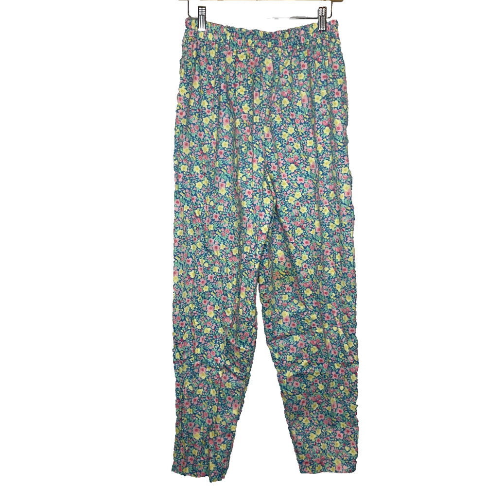 Women's Large Vtg Talbots Floral Pattern Pull On Multicolor Pants